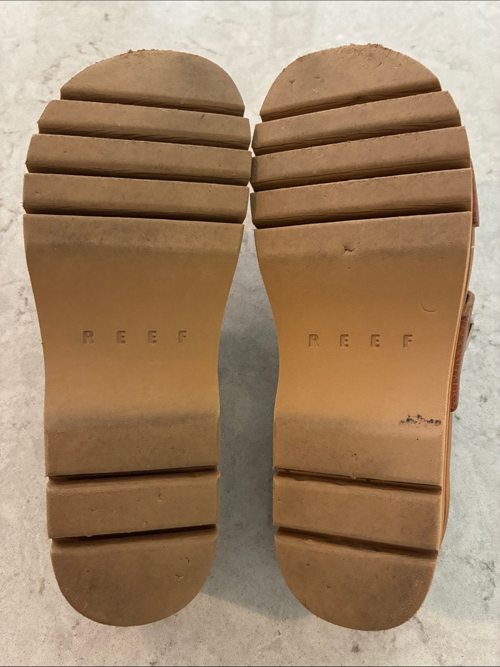 Reef Brown Leather Double-Strap Cork Slide Sandals - Picture 4 of 8